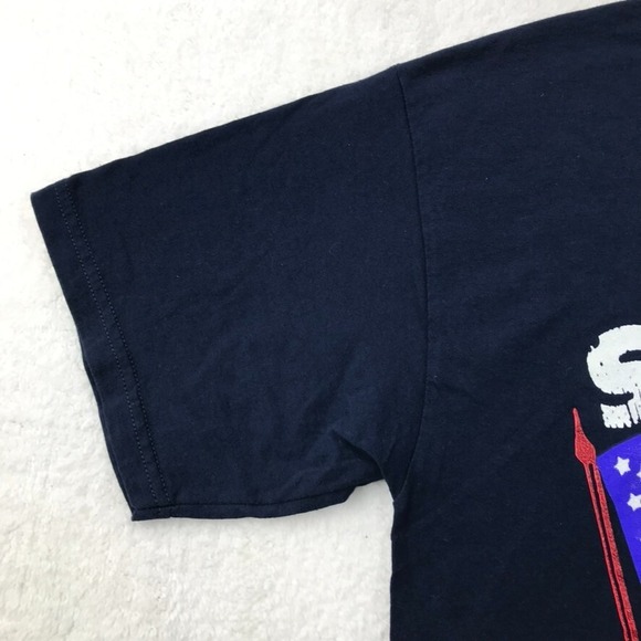 Vintage Disney Mickey Mouse Shirt Mens Large Blue Patriotic Flag USA Made 90s - Picture 6 of 13